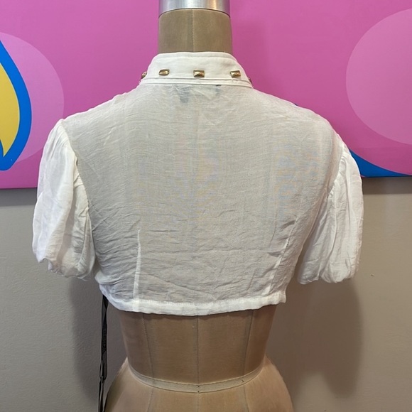 Supord Manage White Gold Beaded Bolero Cropped Jacket - Picture 8 of 13